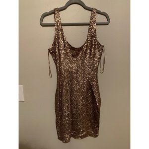 Bronze Sequin bodycon dress with open back